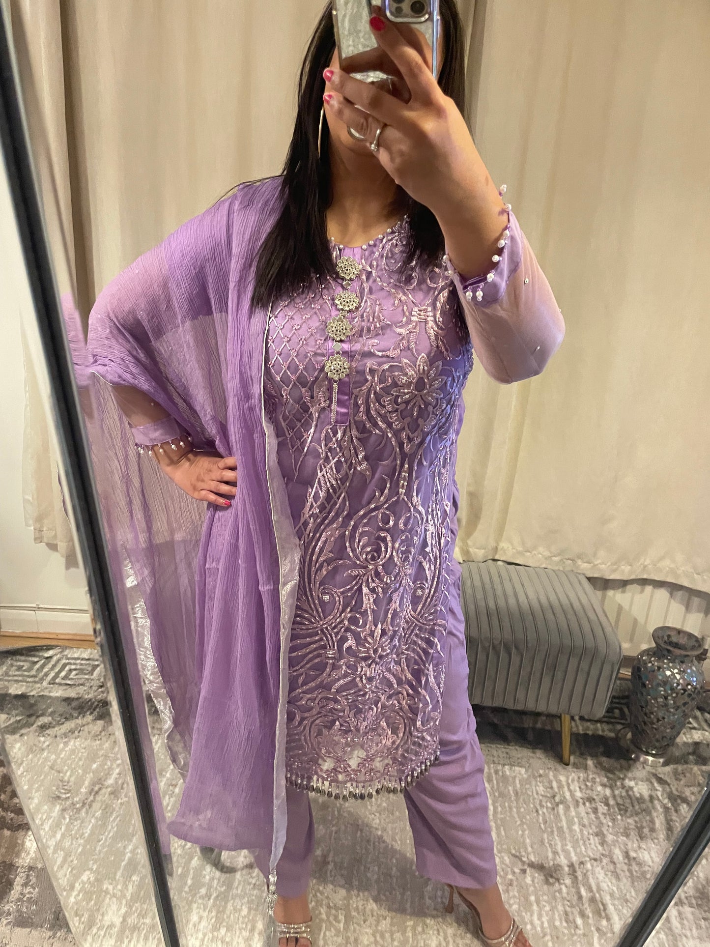 Lilac Cutdana Suit