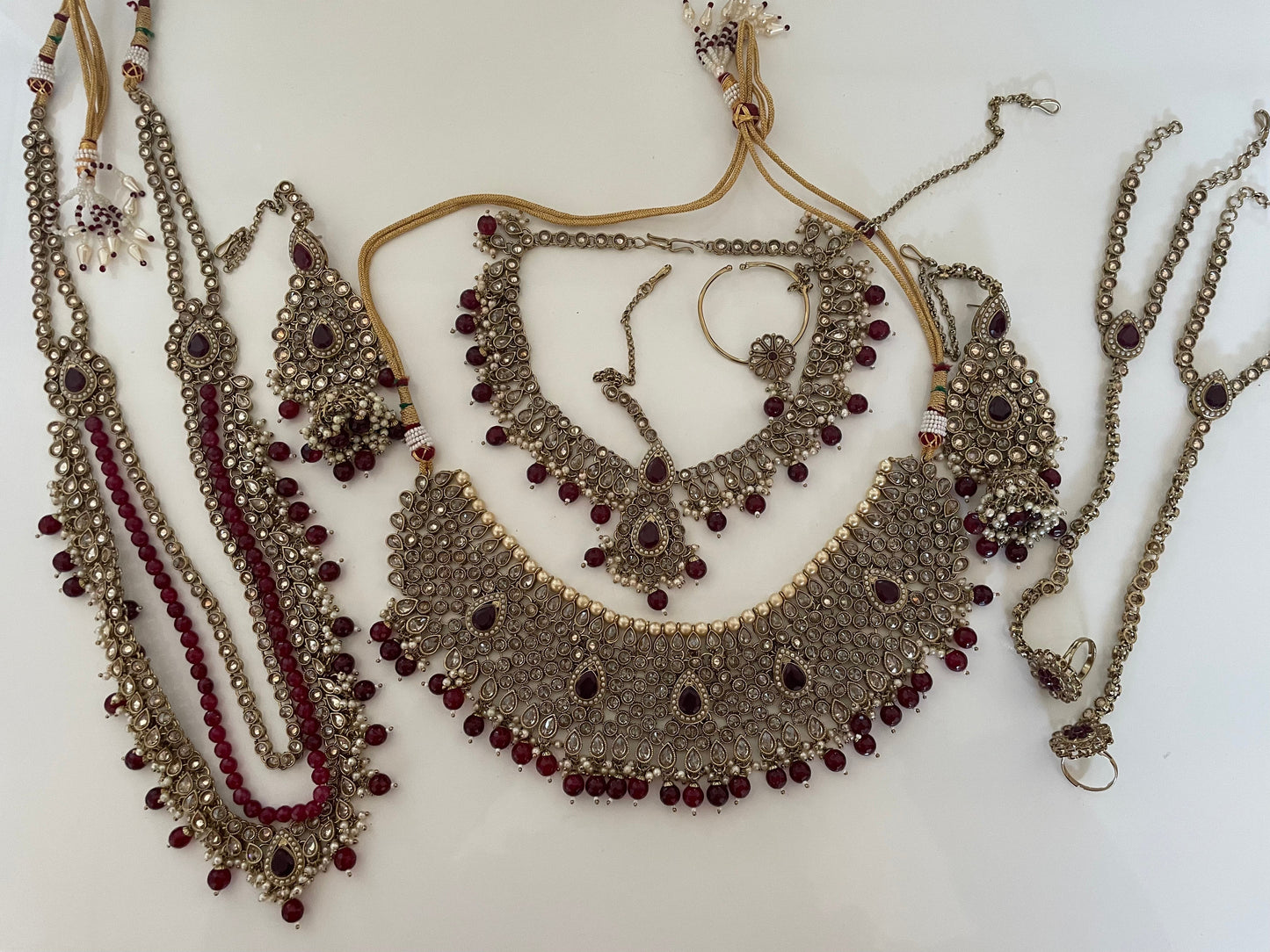 Costume jewellery Gold and Deep Red Wedding set