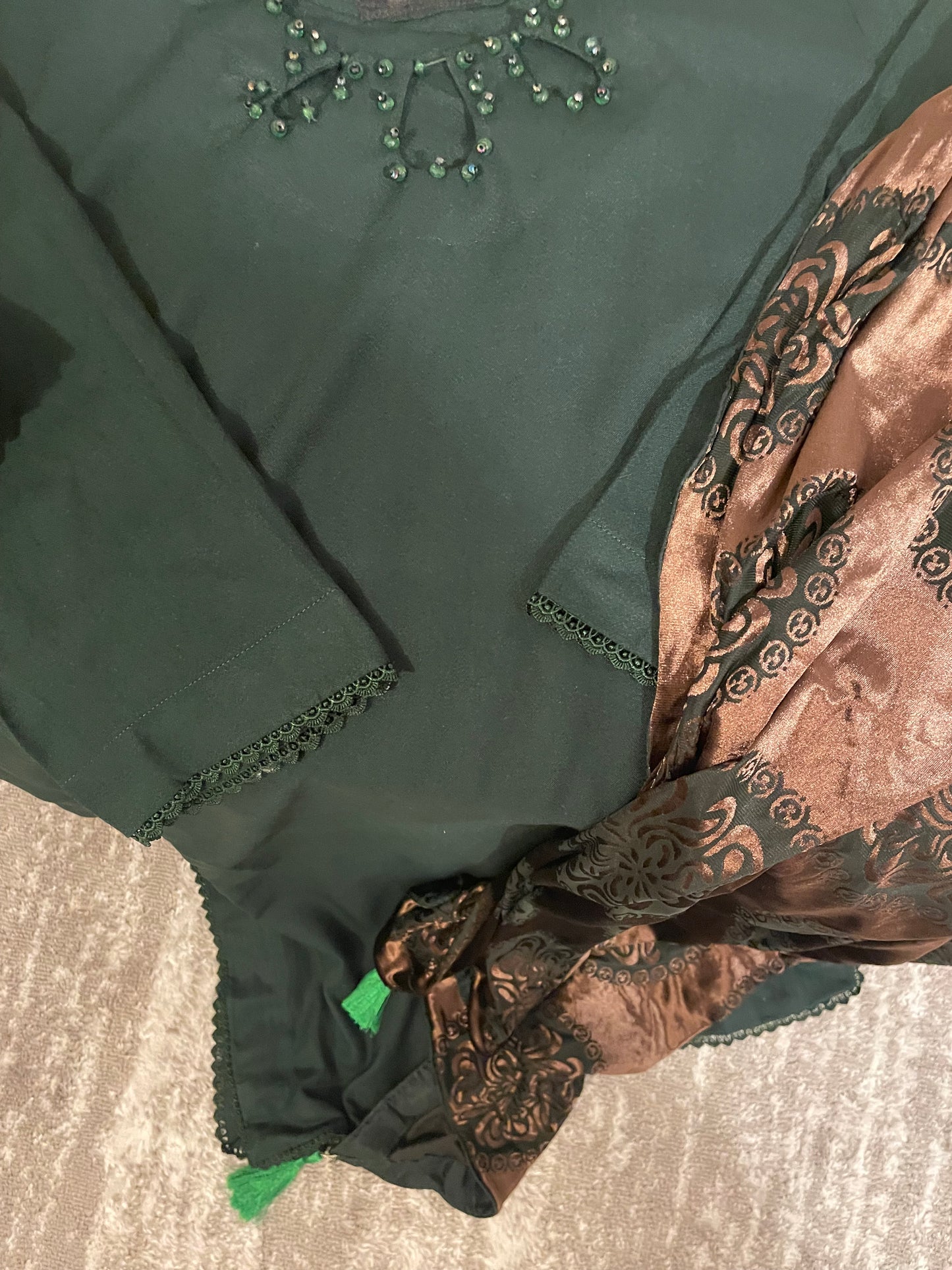 Bottle green Palachi Shawl with Marina