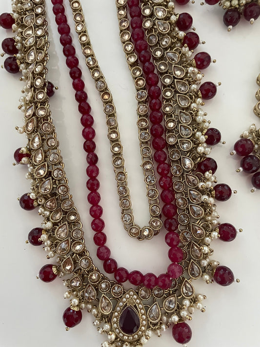 Costume jewellery Gold and Deep Red Wedding set