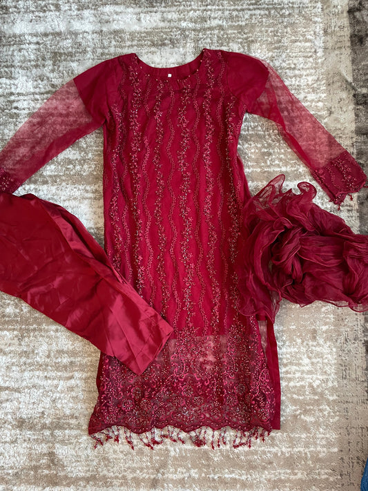 Red cutdana Suit