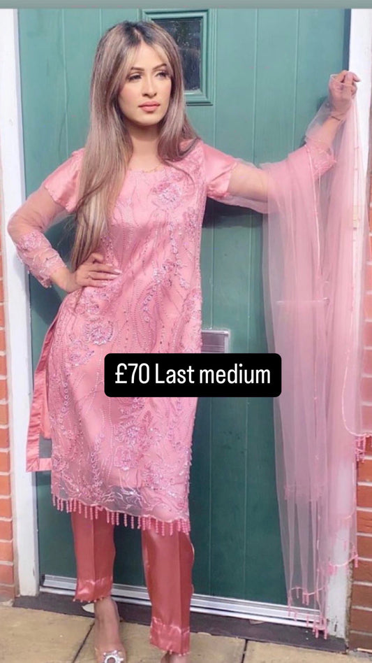 Pink Cutdana Suit
