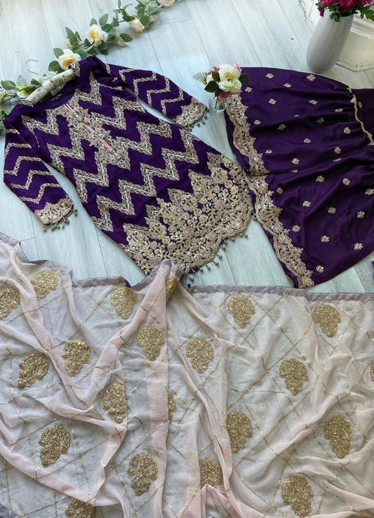 Purple and Pink Gharara