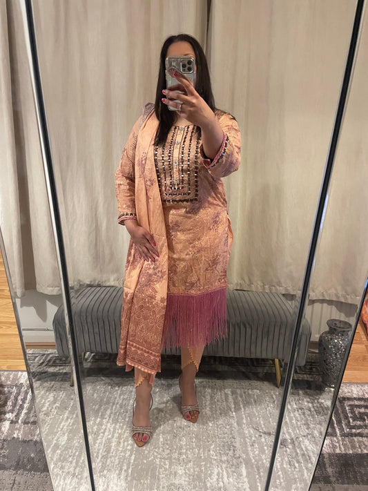 Pink tassle daman suit